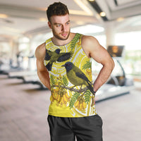 Bellbird New Zealand Men Tank Top Korimako Kowhai Maori Pattern LT14 Yellow - Polynesian Pride