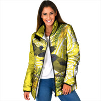 Bellbird New Zealand Padded Jacket Korimako Kowhai Maori Pattern LT14 Women Yellow - Polynesian Pride