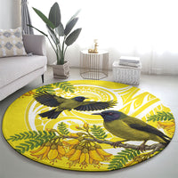 Bellbird New Zealand Round Carpet Korimako Kowhai Maori Pattern LT14 - Polynesian Pride
