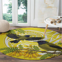 Bellbird New Zealand Round Carpet Korimako Kowhai Maori Pattern LT14 - Polynesian Pride