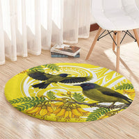 Bellbird New Zealand Round Carpet Korimako Kowhai Maori Pattern LT14 - Polynesian Pride
