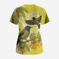 Bellbird New Zealand Scrub Top Korimako Kowhai Maori Pattern LT14 - Polynesian Pride