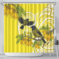 Bellbird New Zealand Shower Curtain Korimako Kowhai Maori Pattern LT14 - Polynesian Pride