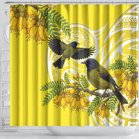 Bellbird New Zealand Shower Curtain Korimako Kowhai Maori Pattern LT14 - Polynesian Pride