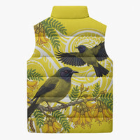 Bellbird New Zealand Sleeveless Puffer Jacket Korimako Kowhai Maori Pattern LT14 - Polynesian Pride
