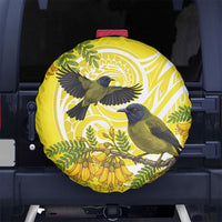 Bellbird New Zealand Spare Tire Cover Korimako Kowhai Maori Pattern LT14 No hole Yellow - Polynesian Pride