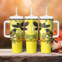 Bellbird New Zealand Tumbler With Handle Korimako Kowhai Maori Pattern LT14 - Polynesian Pride