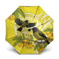 Bellbird New Zealand Umbrella Korimako Kowhai Maori Pattern LT14 One Size Folded 11.42 inch Opened Diameter 37.4 inch Yellow - Polynesian Pride