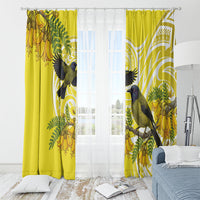 Bellbird New Zealand Window Curtain Korimako Kowhai Maori Pattern LT14 - Polynesian Pride