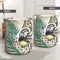 Endemic Tomtit New Zealand Laundry Basket Miromiro Manuka Silver Fern Maori Pattern LT14 - Polynesian Pride