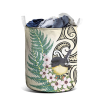 Endemic Tomtit New Zealand Laundry Basket Miromiro Manuka Silver Fern Maori Pattern LT14 - Polynesian Pride