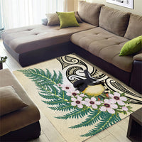 Endemic Tomtit New Zealand Area Rug Miromiro Manuka Silver Fern Maori Pattern LT14 - Polynesian Pride