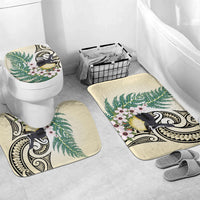 Endemic Tomtit New Zealand Bathroom Set Miromiro Manuka Silver Fern Maori Pattern LT14 Mat Set Only (3 pcs) One Size Cream - Polynesian Pride