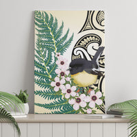 Endemic Tomtit New Zealand Canvas Wall Art Miromiro Manuka Silver Fern Maori Pattern LT14 - Polynesian Pride