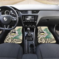 Endemic Tomtit New Zealand Car Mats Miromiro Manuka Silver Fern Maori Pattern LT14 Set 2pcs - Front Cream - Polynesian Pride