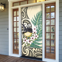 Endemic Tomtit New Zealand Door Cover Miromiro Manuka Silver Fern Maori Pattern LT14 - Polynesian Pride