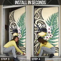 Endemic Tomtit New Zealand Door Cover Miromiro Manuka Silver Fern Maori Pattern LT14 - Polynesian Pride