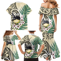 Endemic Tomtit New Zealand Family Matching Mermaid Dress and Hawaiian Shirt Miromiro Manuka Silver Fern Maori Pattern