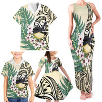 Endemic Tomtit New Zealand Family Matching Tank Maxi Dress and Hawaiian Shirt Miromiro Manuka Silver Fern Maori Pattern