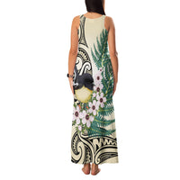 Endemic Tomtit New Zealand Family Matching Tank Maxi Dress and Hawaiian Shirt Miromiro Manuka Silver Fern Maori Pattern