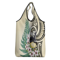 Endemic Tomtit New Zealand Grocery Bag Miromiro Manuka Silver Fern Maori Pattern LT14 - Polynesian Pride