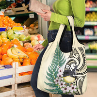 Endemic Tomtit New Zealand Grocery Bag Miromiro Manuka Silver Fern Maori Pattern LT14 - Polynesian Pride