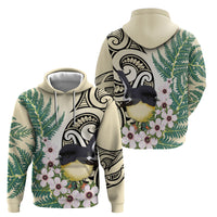 Endemic Tomtit New Zealand Hoodie Miromiro Manuka Silver Fern Maori Pattern LT14 - Polynesian Pride