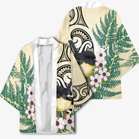 Endemic Tomtit New Zealand Kimono Miromiro Manuka Silver Fern Maori Pattern LT14 - Polynesian Pride
