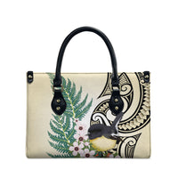 Endemic Tomtit New Zealand Leather Bag Miromiro Manuka Silver Fern Maori Pattern LT14 - Polynesian Pride