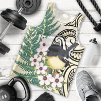 Endemic Tomtit New Zealand Men Tank Top Miromiro Manuka Silver Fern Maori Pattern LT14 - Polynesian Pride