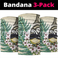Endemic Tomtit New Zealand Neck Gaiter Miromiro Manuka Silver Fern Maori Pattern LT14 package One Size: 25*50cm Cream - Polynesian Pride