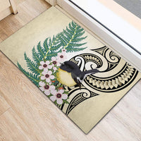 Endemic Tomtit New Zealand Rubber Doormat Miromiro Manuka Silver Fern Maori Pattern LT14 - Polynesian Pride