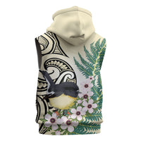 Endemic Tomtit New Zealand Sleeveless Zip Hoodie Miromiro Manuka Silver Fern Maori Pattern LT14 - Polynesian Pride