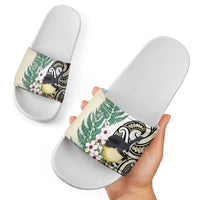Endemic Tomtit New Zealand Slide Sandals Miromiro Manuka Silver Fern Maori Pattern LT14 - Polynesian Pride