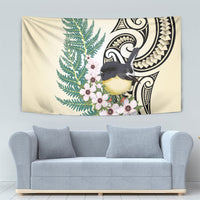 Endemic Tomtit New Zealand Tapestry Miromiro Manuka Silver Fern Maori Pattern LT14 - Polynesian Pride