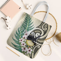 Endemic Tomtit New Zealand Tote Bag Miromiro Manuka Silver Fern Maori Pattern LT14 White Strap One Size Cream - Polynesian Pride