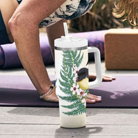 Endemic Tomtit New Zealand Tumbler With Handle Miromiro Manuka Silver Fern Maori Pattern LT14 - Polynesian Pride