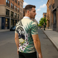 Endemic Tomtit New Zealand Zipper Polo Shirt Miromiro Manuka Silver Fern Maori Pattern LT14 - Polynesian Pride