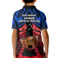Samoa Kid Polo Shirt Heritage Festival Samoan Tattoo With Ula Fala Kava Bowl LT14 - Polynesian Pride