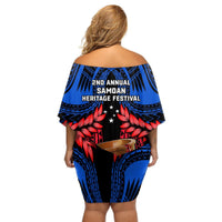 Samoa Off Shoulder Short Dress Heritage Festival Samoan Tattoo With Ula Fala Kava Bowl LT14 - Polynesian Pride