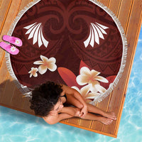 Oxblood Polynesia Beach Blanket Tribal Pattern Tropical Frangipani LT14 - Polynesian Pride