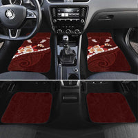 Oxblood Polynesia Car Mats Tribal Pattern Tropical Frangipani LT14 Set 4pcs Oxblood - Polynesian Pride