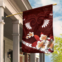 Oxblood Polynesia Garden Flag Tribal Pattern Tropical Frangipani LT14 House Flag Oxblood - Polynesian Pride