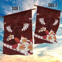 Oxblood Polynesia Garden Flag Tribal Pattern Tropical Frangipani LT14 - Polynesian Pride