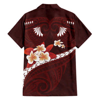 Oxblood Polynesia Hawaiian Shirt Tribal Pattern Tropical Frangipani LT14 - Polynesian Pride