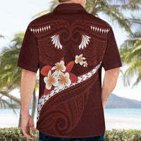 Oxblood Polynesia Hawaiian Shirt Tribal Pattern Tropical Frangipani LT14 - Polynesian Pride