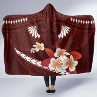 Oxblood Polynesia Hooded Blanket Tribal Pattern Tropical Frangipani LT14 One Size Oxblood - Polynesian Pride