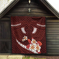 Oxblood Polynesia Quilt Tribal Pattern Tropical Frangipani