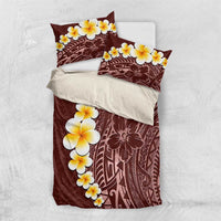 Oxblood Tropical Plumeria With Galaxy Polynesian Art Bedding Set LT14 US Twin 172cm x 218cm Oxblood - Polynesian Pride