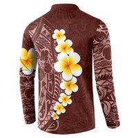 Oxblood Tropical Plumeria With Galaxy Polynesian Art Button Sweatshirt LT14 - Polynesian Pride